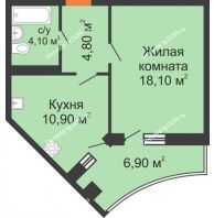 1 комнатная квартира 41,3 м² в ЖК Вересаево, дом Литер 15/2 - планировка