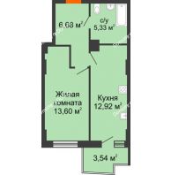 1 комнатная квартира 39,56 м² в ЖК Сердце Ростова 2, дом Литер 8 - планировка
