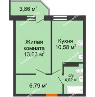 1 комнатная квартира 36,33 м² в ЖК Свобода, дом №2 - планировка