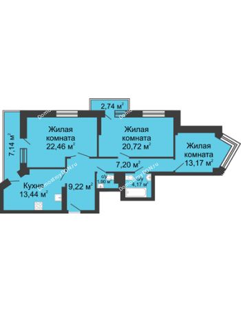 3 комнатная квартира 102,16 м² - ЖК Юбилейный