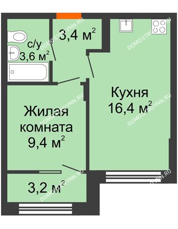 1 комнатная квартира 36 м² в ЖК Новая Кузнечиха, дом № 16