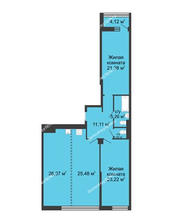 3 комнатная квартира 116,1 м² - ЖК Бристоль