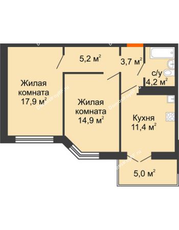 2 комнатная квартира 58,7 м² - ЖД По ул. Минской 43/3