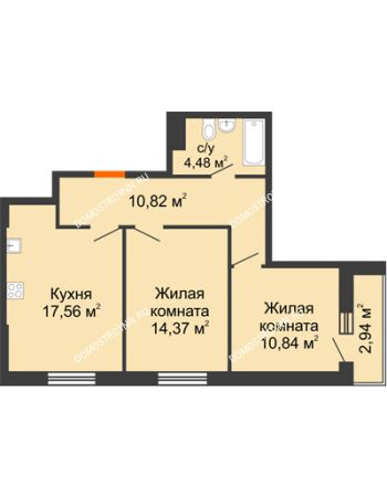 2 комнатная квартира 61,01 м² - ЖК Комарово