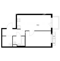 1 комнатная квартира 40,9 м² в ЖК Савин парк, дом корпус 7 - планировка