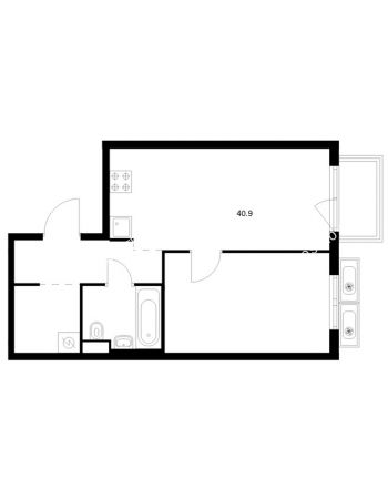 1 комнатная квартира 40,9 м² в ЖК Савин парк, дом корпус 7