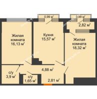 2 комнатная квартира 65,27 м², ЖК Гран-При - планировка