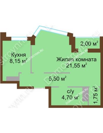 Студия 42,65 м² - ЖК Северный Дворик