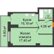 1 комнатная квартира 37,36 м² в ЖК Сокол Градъ, дом Литер 3 - планировка