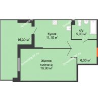 1 комнатная квартира 57,6 м² в ЖК Квартет, дом Литер 4 - планировка