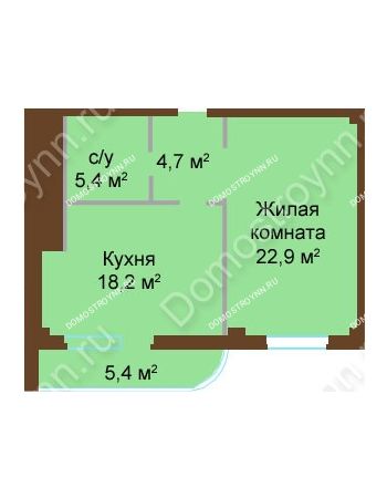 1 комнатная квартира 56,6 м² - ЖК Бояр Палас