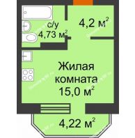 Студия 25,2 м² в ЖК Светлоград, дом Литер 15 - планировка