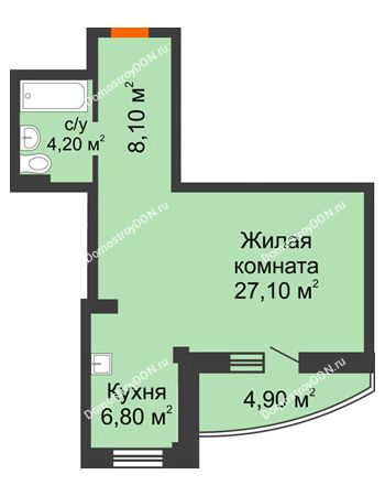 1 комнатная квартира 48,7 м² - ЖК Южная Башня