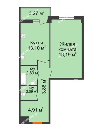 1 комнатная квартира 41,62 м² - ЖД по ул. Матросова (Арзамас)