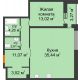 1 комнатная квартира 70,67 м² в ЖК Бунин, дом 1 этап, секции 11,12,13,14 - планировка