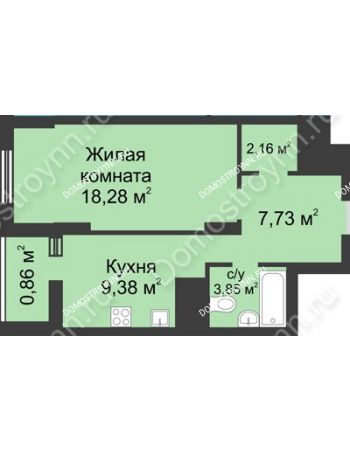 1 комнатная квартира 42,26 м² в ЖК Маленькая страна, дом № 1