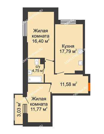 2 комнатная квартира 63,2 м² - ЖК КМ Флагман