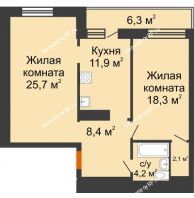 1 комнатная квартира 70,5 м² в ЖК GRAFF HOUSE (ЖК ГРАФ ХАУС), дом Секция 1А - планировка