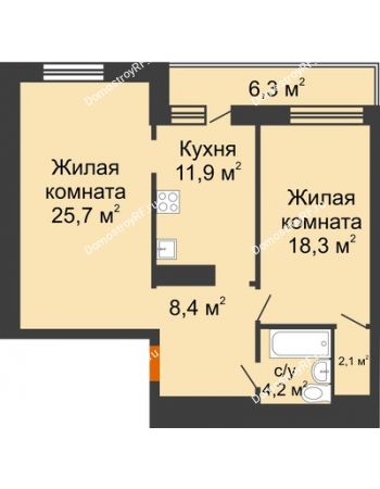 1 комнатная квартира 70,5 м² в ЖК GRAFF HOUSE (ЖК ГРАФ ХАУС), дом Секция 1А
