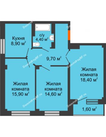 3 комнатная квартира 72,7 м² - ЖК GEO (ГЕО)
