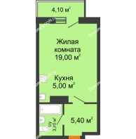 Студия 34,43 м² в ЖК Сокол Градъ, дом Литер 7 - планировка