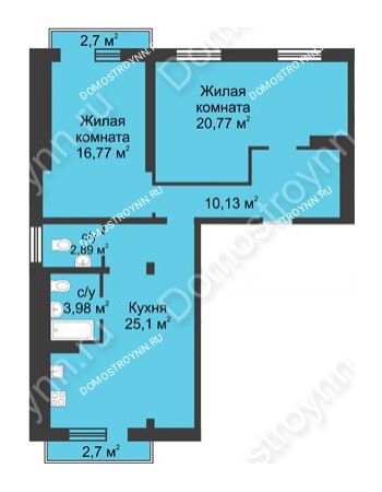 3 комнатная квартира 81,26 м² в ЖК Тридесятое (Экопарк Березовка), дом № 23