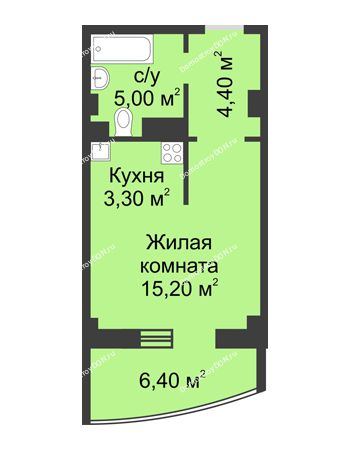 Студия 34,21 м² - ЖК Крепостной вал