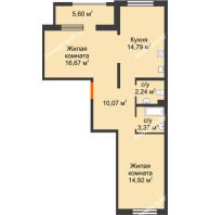 2 комнатная квартира 64,89 м² в ЖК NOVELLA (НОВЕЛЛА), дом Литер 6 - планировка