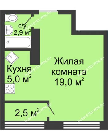 Студия 29,4 м² в ЖК Цветы, дом № 10