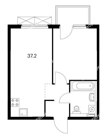 1 комнатная квартира 37,2 м² в ЖК Савин парк, дом корпус 1