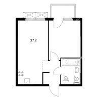 1 комнатная квартира 37,2 м² в ЖК Савин парк, дом корпус 1 - планировка