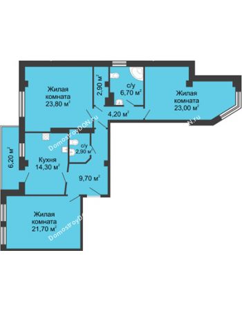 3 комнатная квартира 112,3 м² - ЖК Дом на Береговой