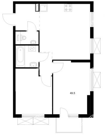 2 комнатная квартира 49,5 м² в ЖК Савин парк, дом корпус 8